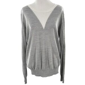 Opening ceremony sweater size M gray v-neck 48% merino wool old money open back